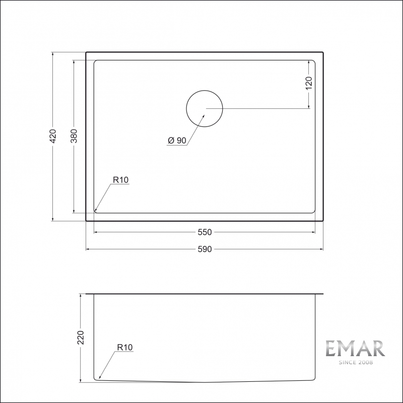 картинка Мойка для кухни Emar EMB-132 PVD Nano Satine 