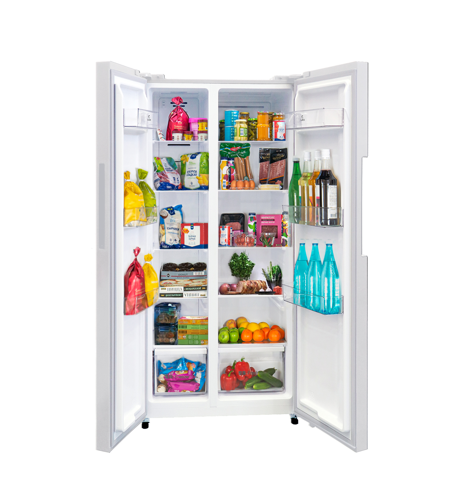 картинка Отдельностоящий холодильник Lex LSB520WGID белое стекло 