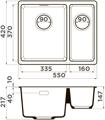 картинка Кухонная мойка Omoikiri KATA-55-2-U 