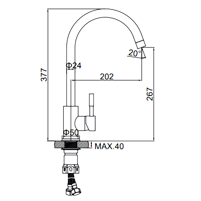 картинка Смеситель Ledeme L74998A-3 нержавеющая сталь 