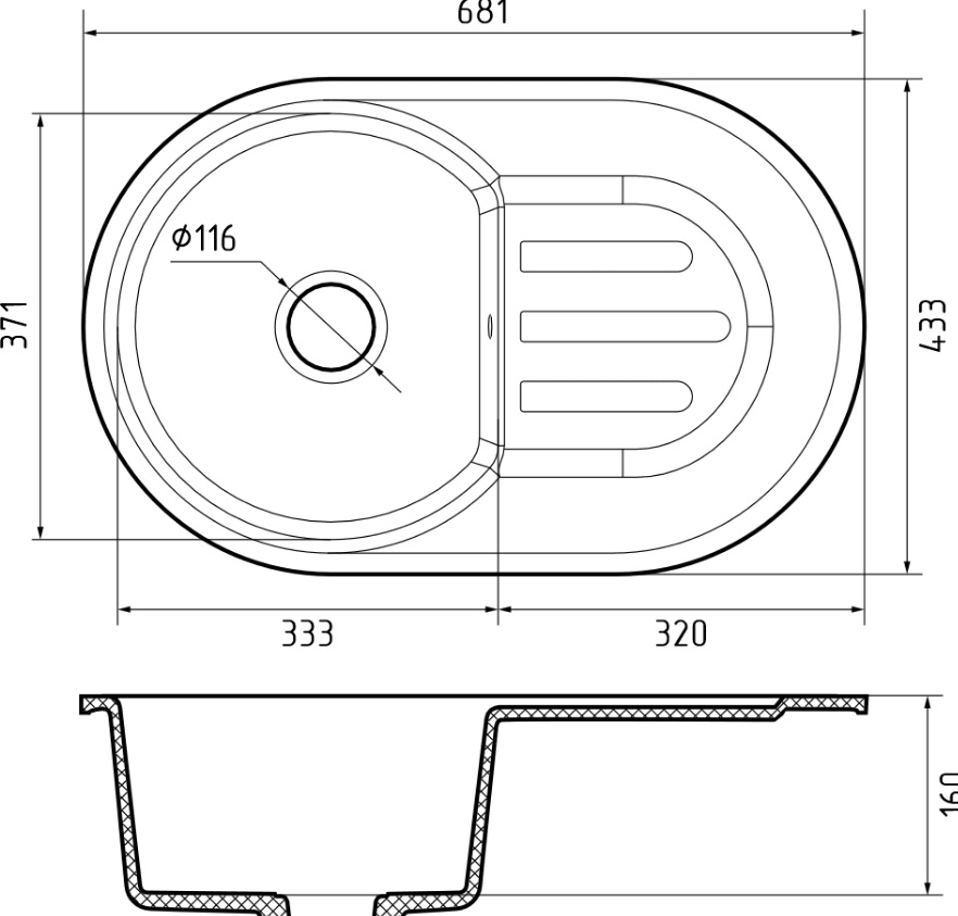 картинка |Discount| Мойка для кухни Granfest-Smart SM685L 