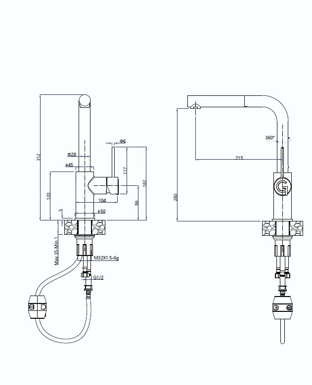 картинка Смеситель Rivelato Albano 1573503 brina/cromo 