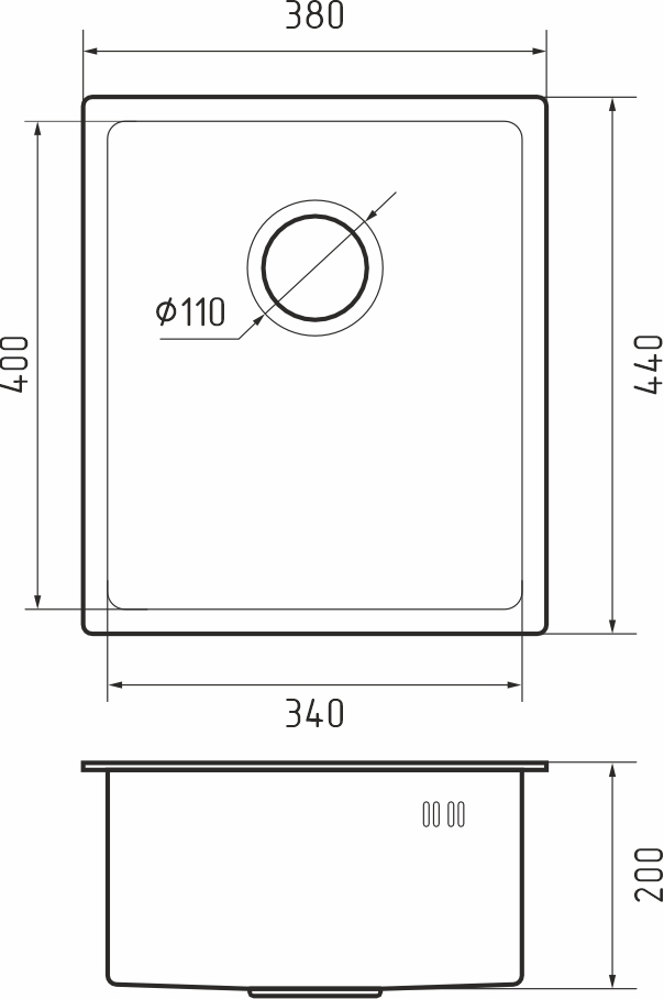 картинка Мойка для кухни Rivelato Rinox 3844 UN  картинка Мойка для кухни Rivelato Rinox 3844 UN