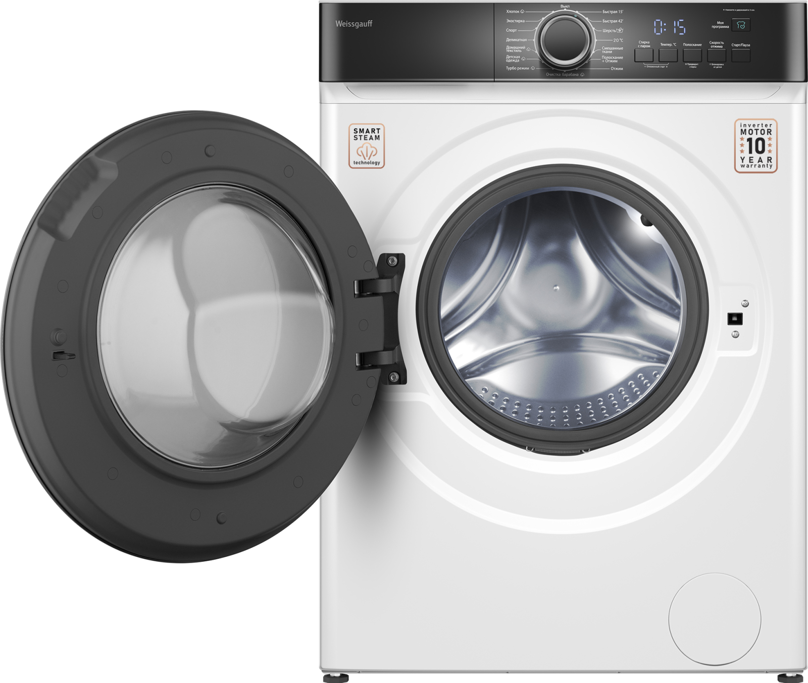 картинка Стиральная машина с паром Weissgauff WMI 6147 Inverter Steam 