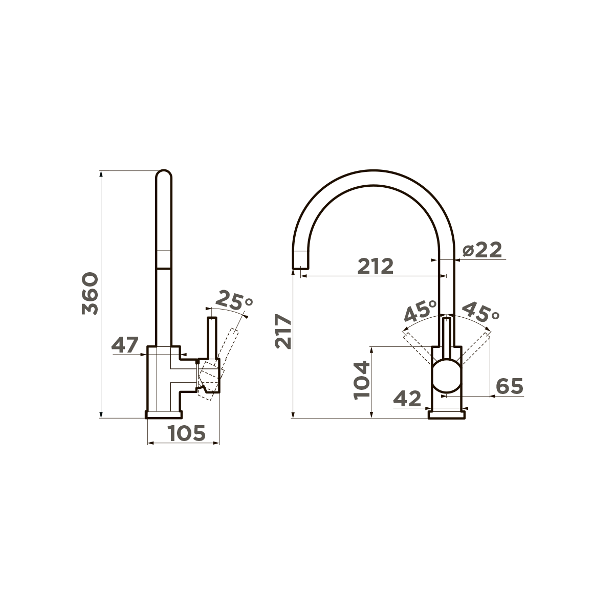 картинка Смеситель Omoikiri WAKAYAMA-BN нержавеющая сталь 