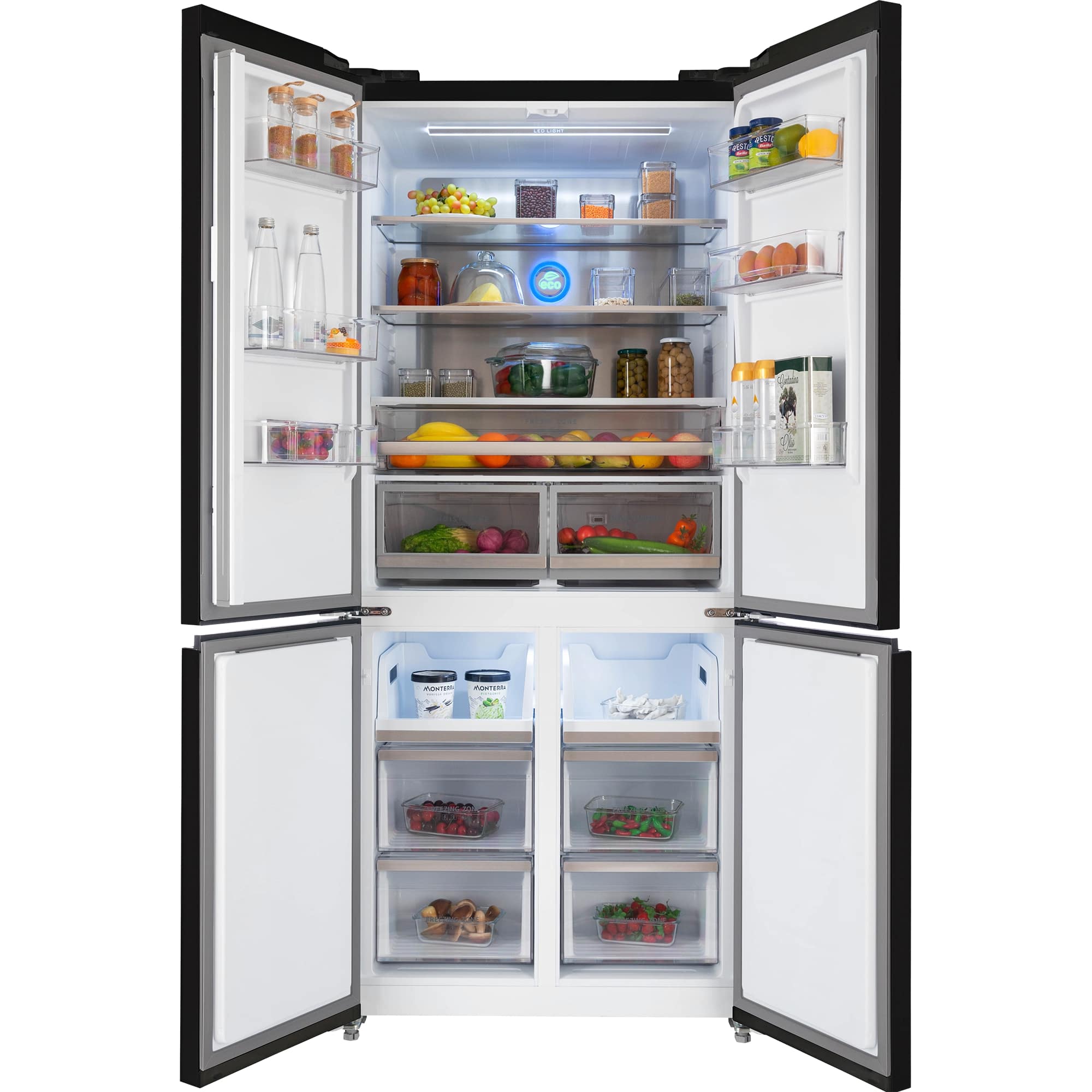 картинка Полувстраиваемый холодильник Hiberg RFQ-600DX NFGB inverter черный 