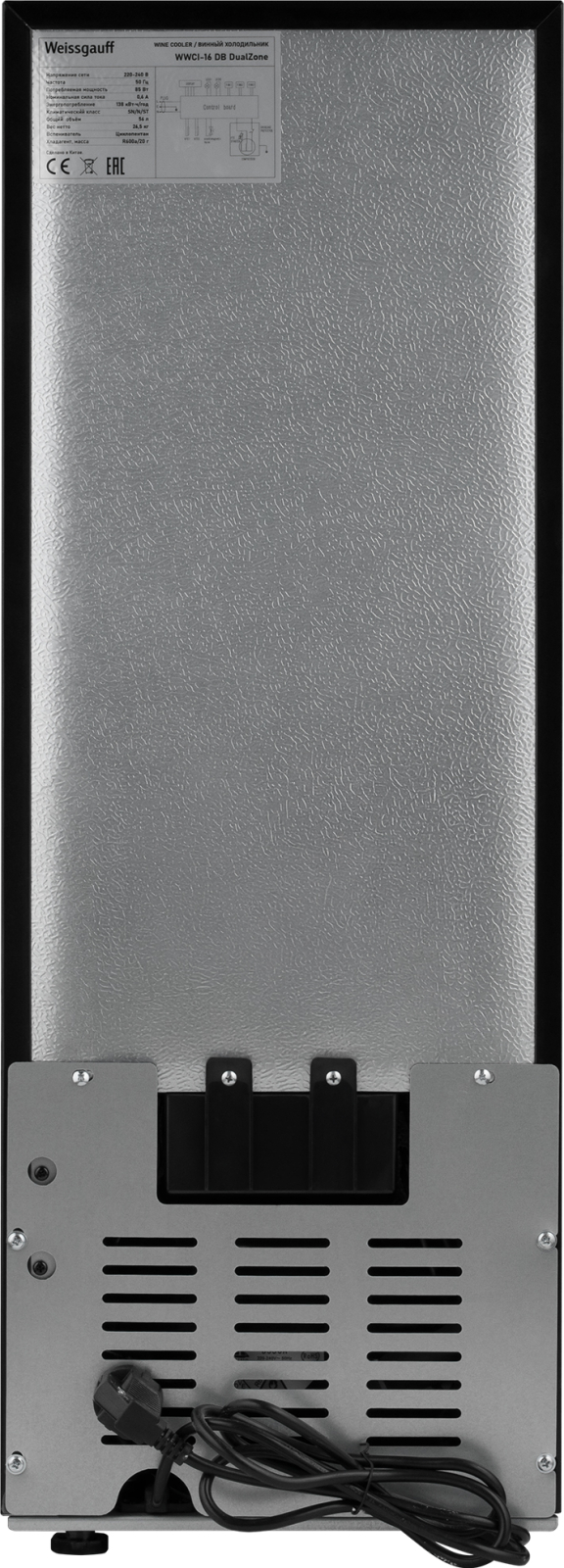 картинка Встраиваемый винный шкаф Weissgauff WWCI-16 DB DualZone 