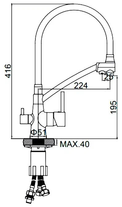 картинка Смеситель Ledeme L4855-2 хром/черный шланг  картинка Смеситель Ledeme L4855-2 хром/черный шланг