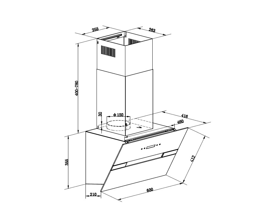 картинка Кухонная вытяжка Maunfeld MERSEY 60 INOX GLASS WHITE 