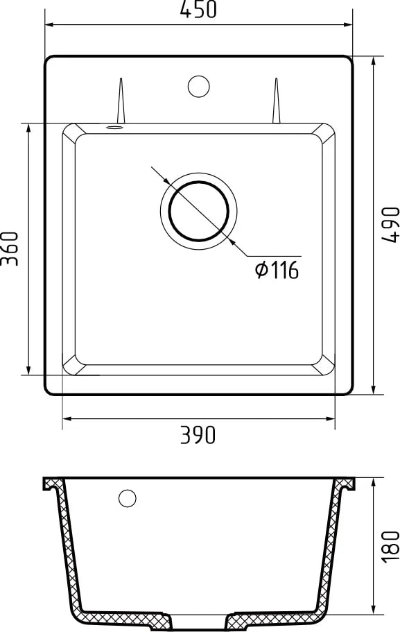 картинка Кухонная мойка Granfest GF-URBAN 245  картинка Кухонная мойка Granfest GF-URBAN 245