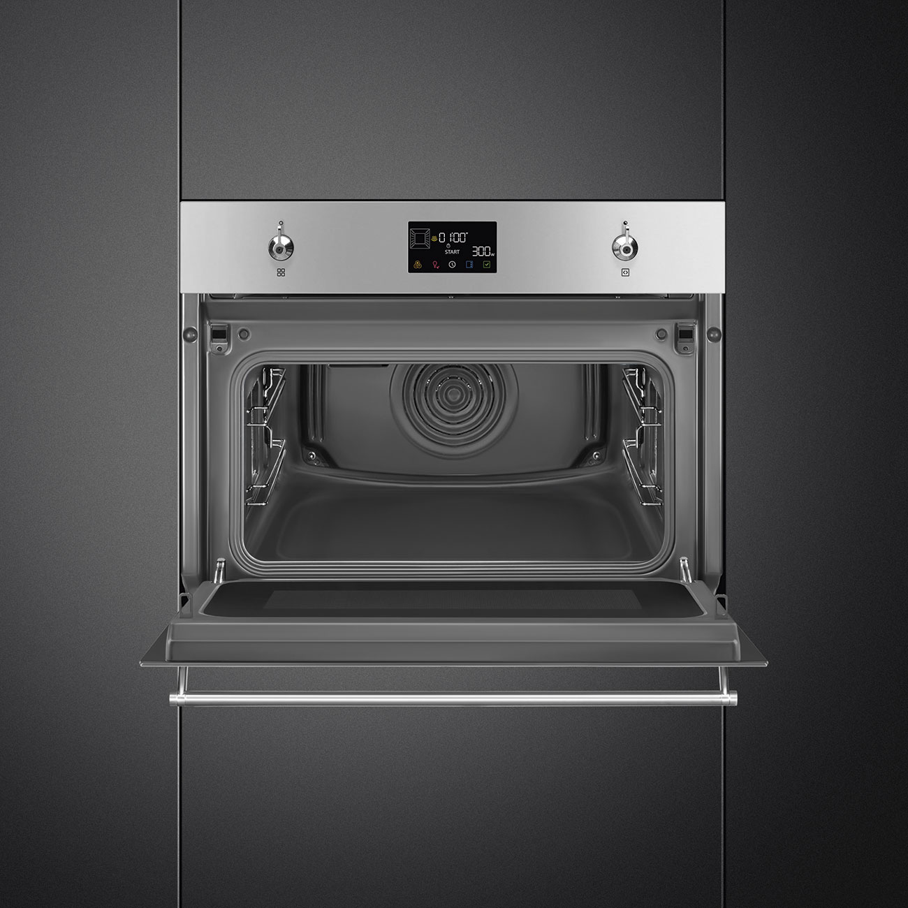 картинка Электрический духовой шкаф с функцией СВЧ Smeg SO4302M1X  картинка Электрический духовой шкаф с функцией СВЧ Smeg SO4302M1X