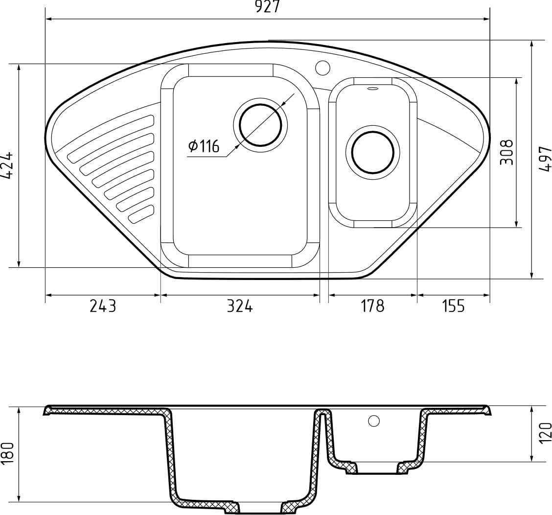 картинка Мойка для кухни Granfest-Quarz GF-Z14  картинка Мойка для кухни Granfest-Quarz GF-Z14
