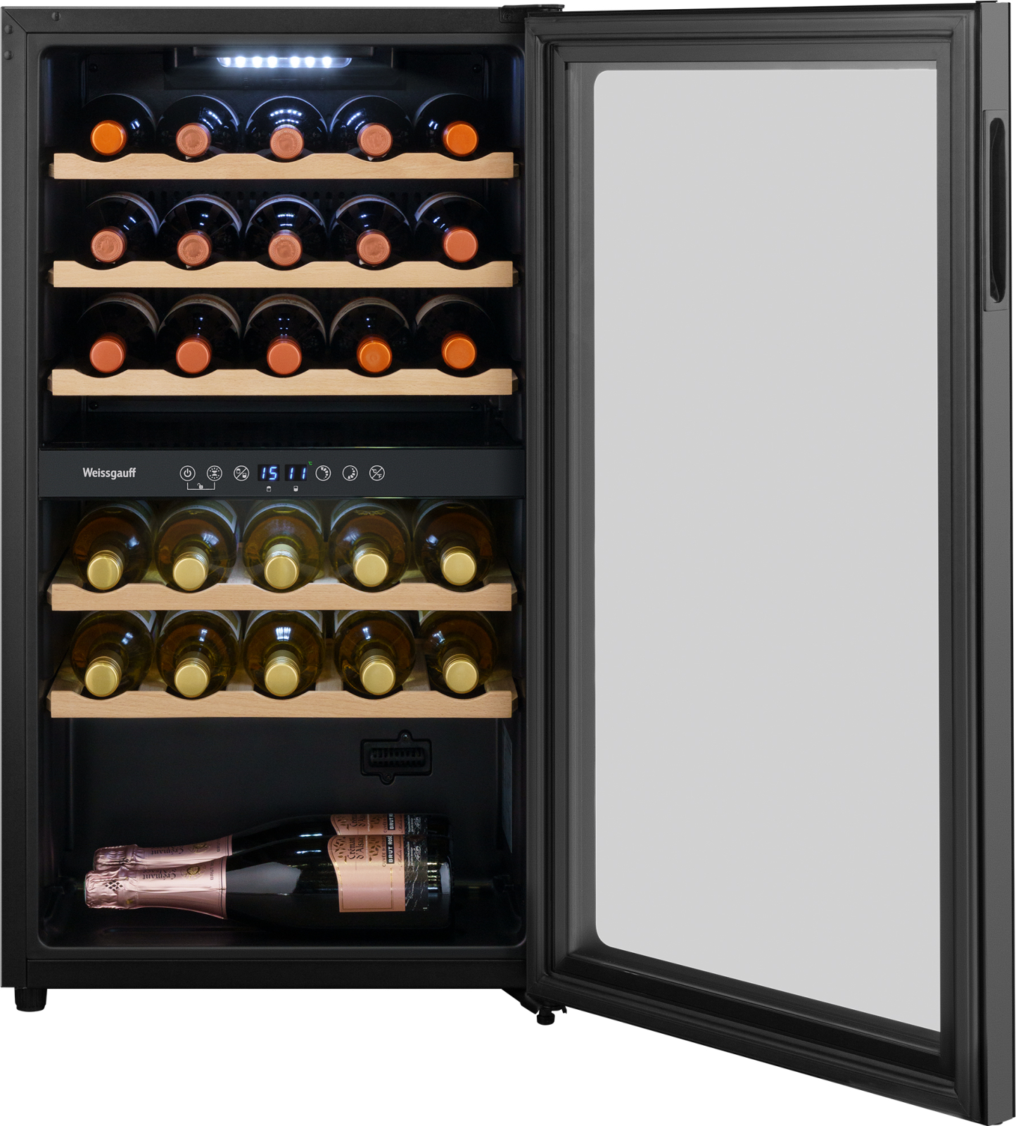 картинка Полувстраиваемый винный шкаф Weissgauff WWC-29 DB DualZone 