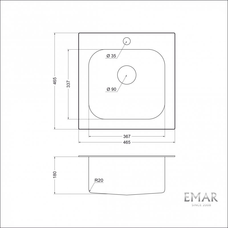 картинка Кухонная мойка Emar Steel 130A глянец  картинка Кухонная мойка Emar Steel 130A глянец