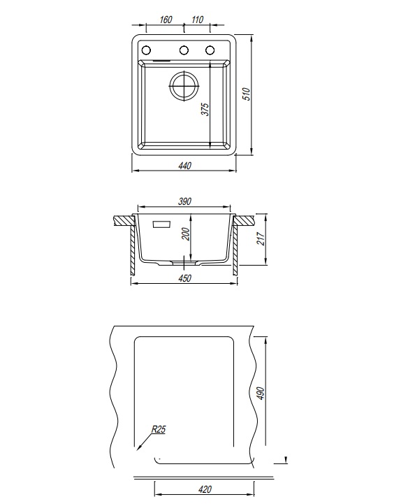 картинка Мойка для кухни Florentina ПЬЕМОНТ 440 