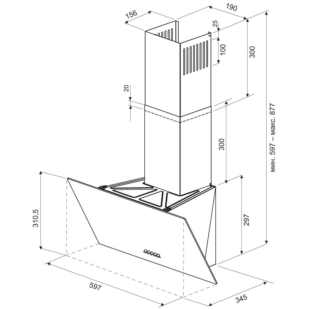 картинка Кухонная вытяжка Krona HELGA 600 black S 
