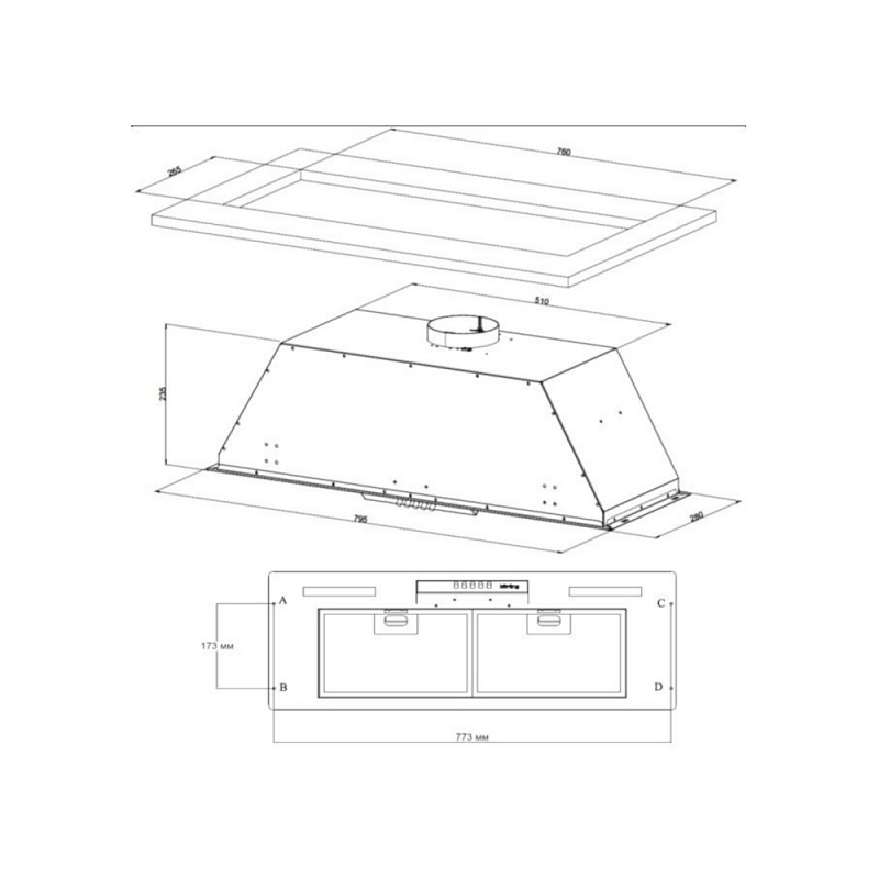 картинка Кухонная вытяжка Korting KHI 9931 W 