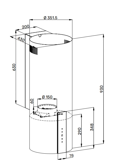 картинка Кухонная вытяжка Kuppersberg WL-MOTUBA 35 B 