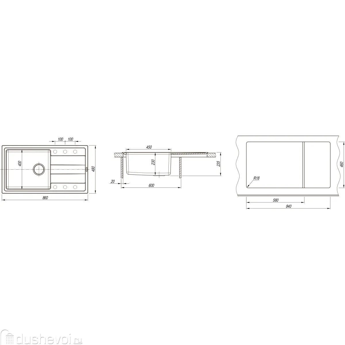 картинка Мойка для кухни Florentina Комби-860 