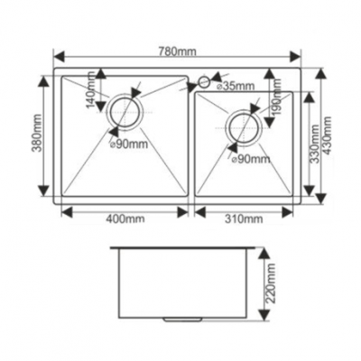 картинка Мойка для кухни Melana S7843H PROFLINE сатин 