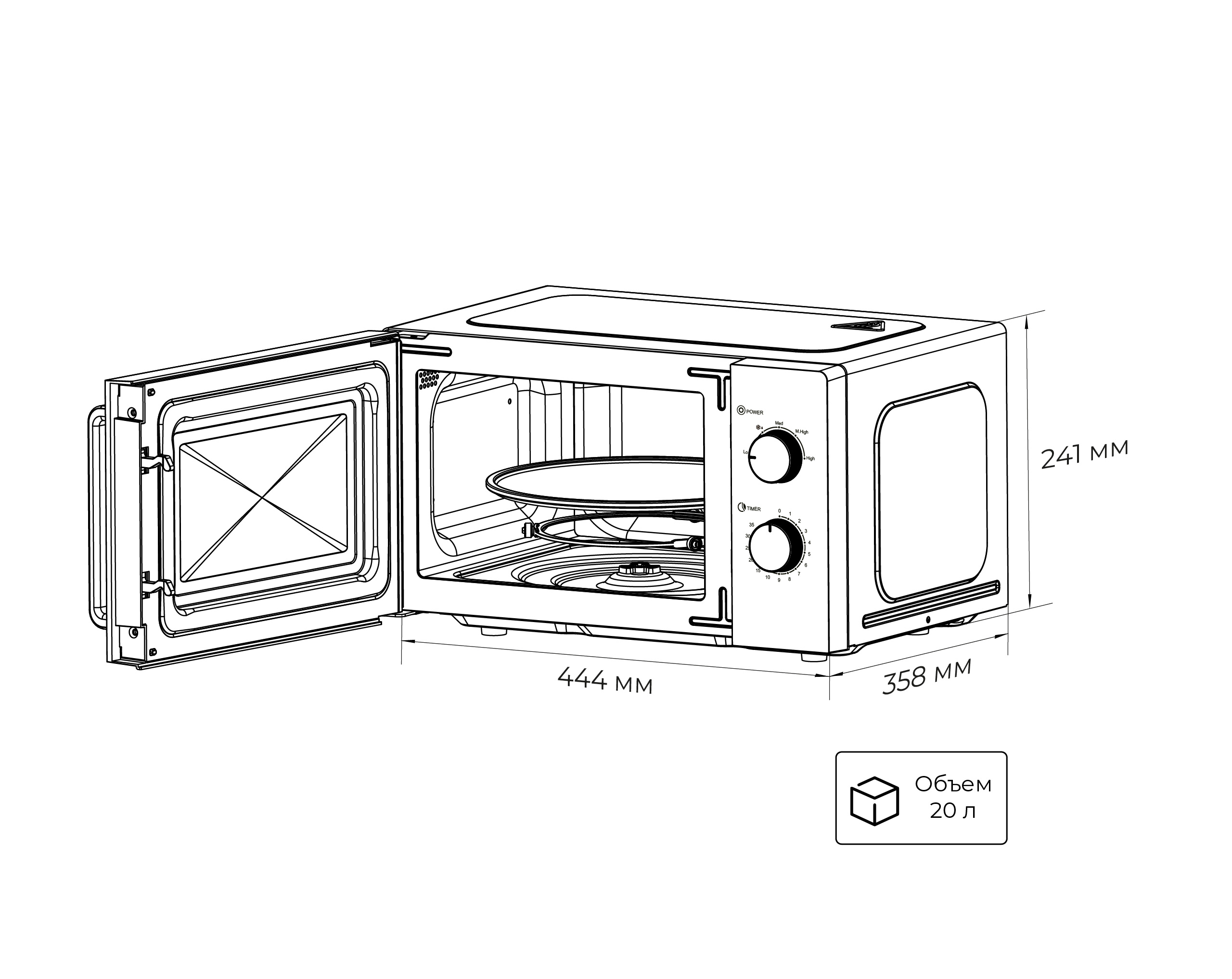 картинка Микроволновая печь Lex FSMO 20.01 WH белый 