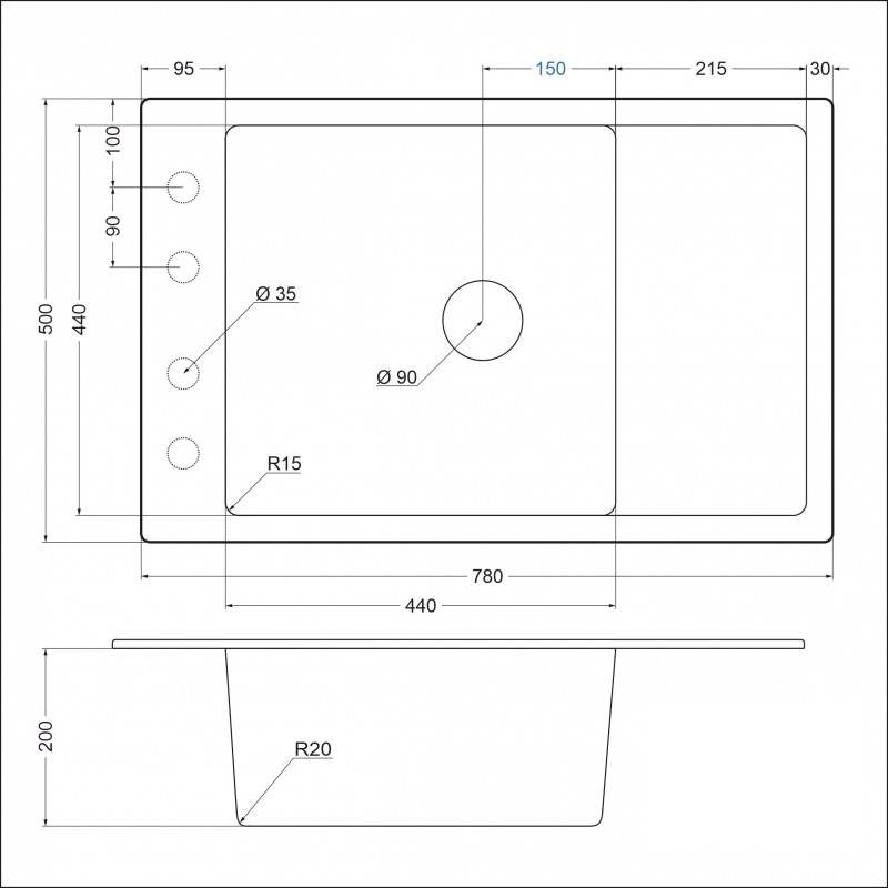 картинка Мойка для кухни Emar EMQ-1780.Q 