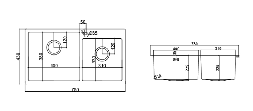 картинка Мойка для кухни Emar EMB-210 PVD Nano Satine 