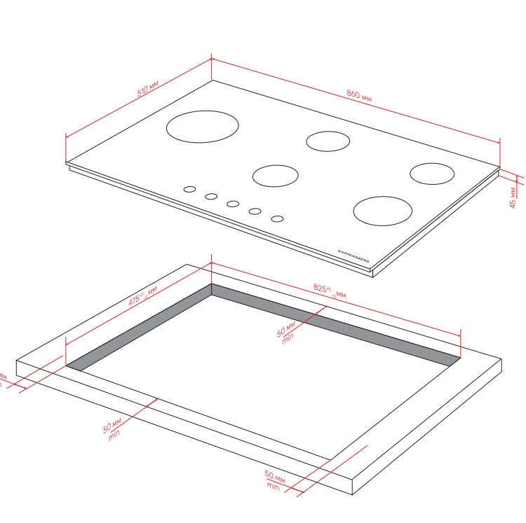 картинка Газовая варочная панель Kuppersberg FG 96 BG 