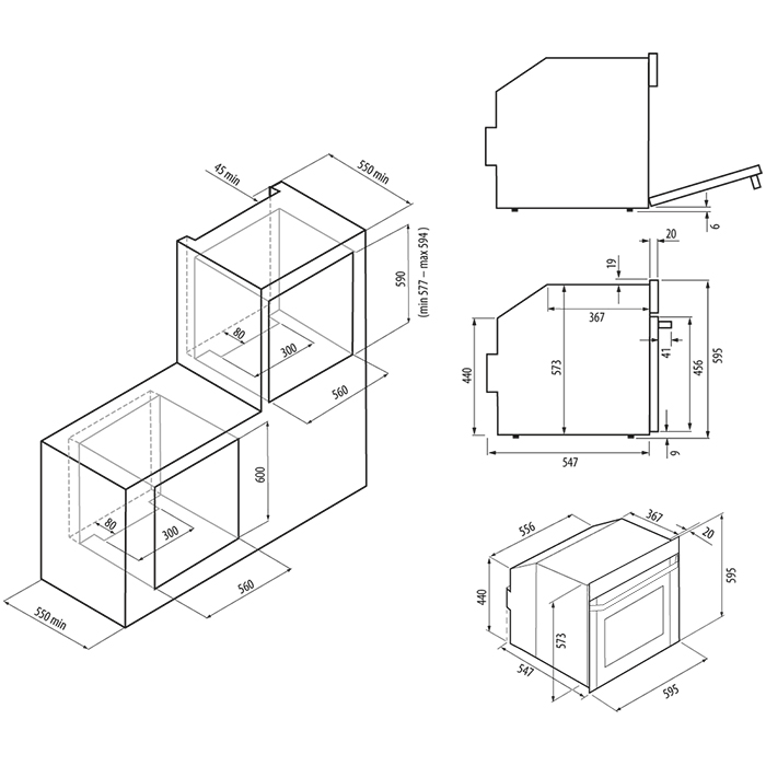 картинка Электрический духовой шкаф Krona MAGNETE 60 BL/BL 