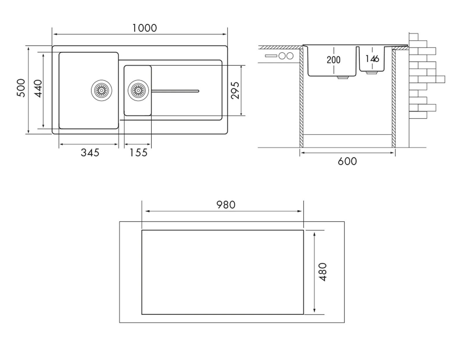 картинка Кухонная мойка Longran Enigma ENG860.500 15 
