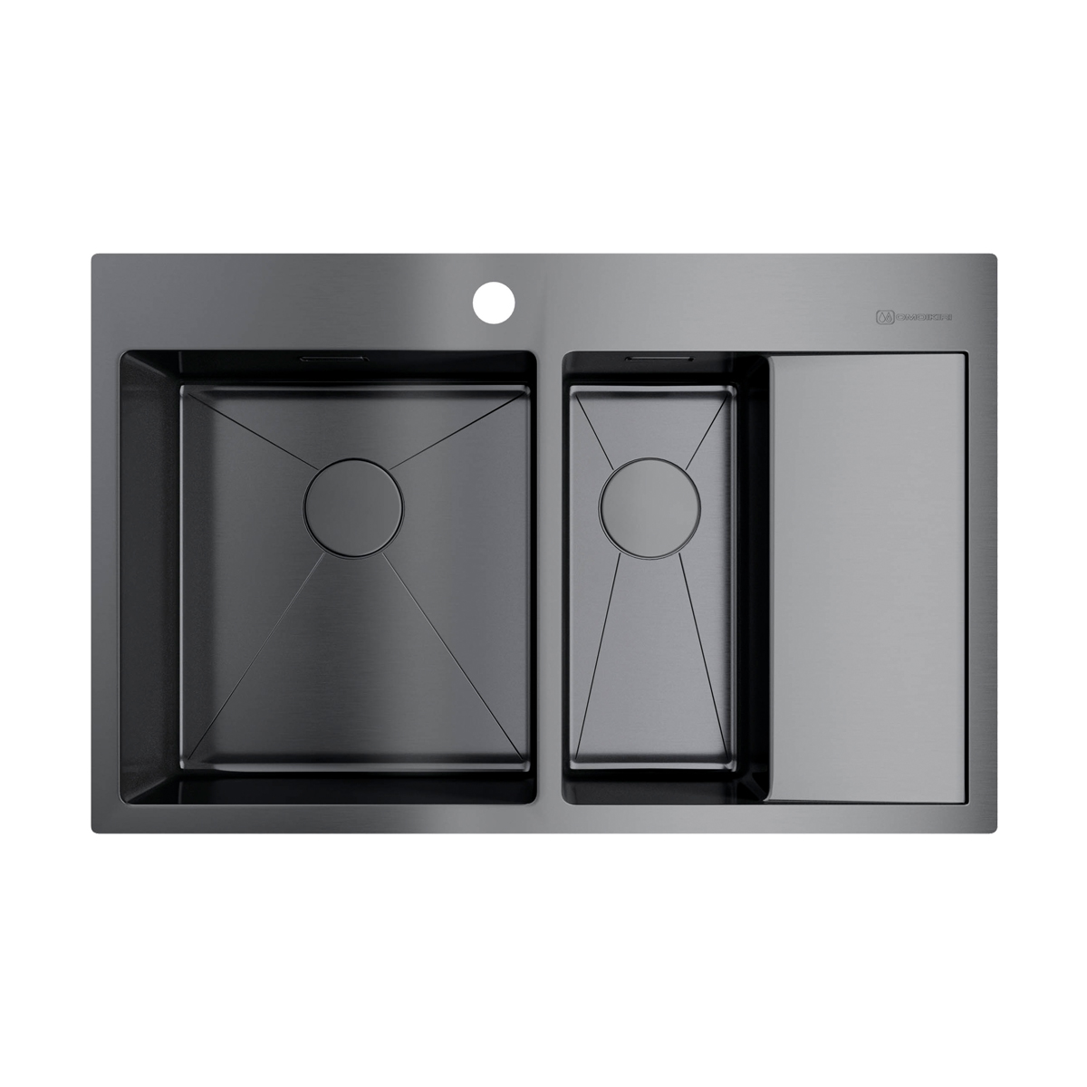 картинка Мойка для кухни Omoikiri Akisame-78-2-GM-L  картинка Мойка для кухни Omoikiri Akisame-78-2-GM-L