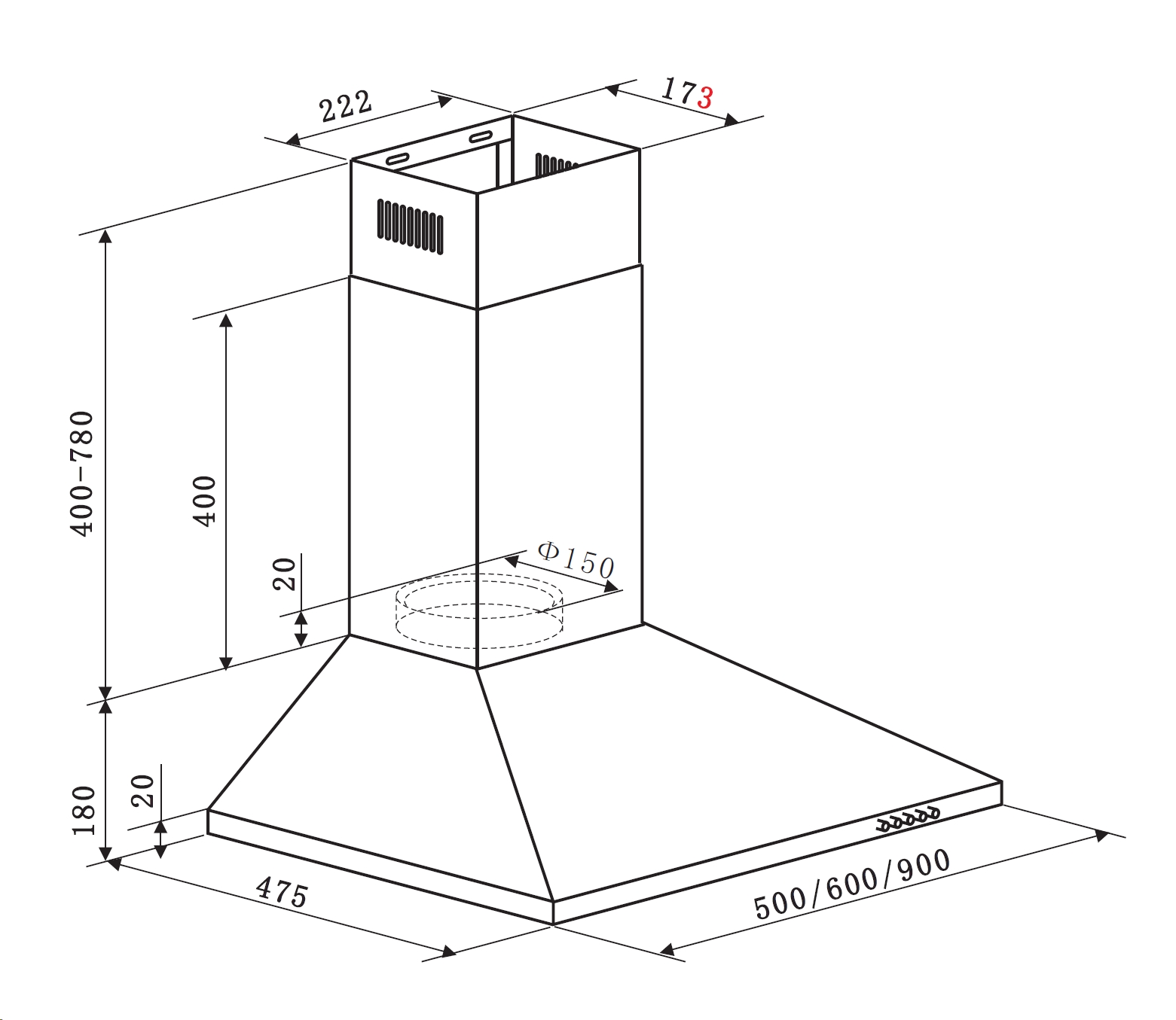 картинка Кухонная вытяжка Weissgauff Zosma 50 PB BL 