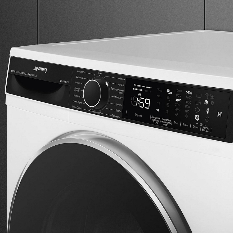 картинка Стиральная машина с паром Smeg WM3T04RU4  картинка Стиральная машина с паром Smeg WM3T04RU4