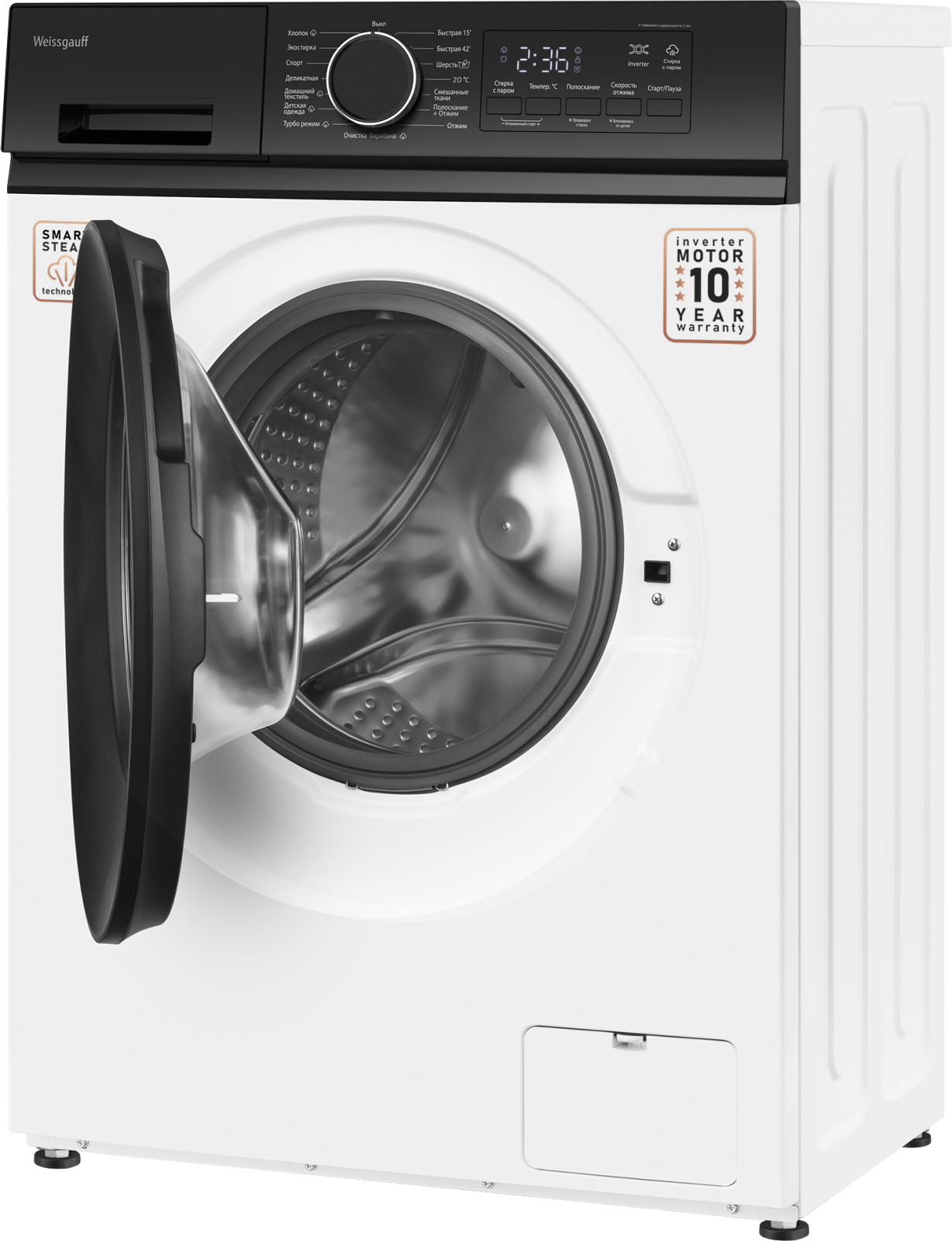 картинка Стиральная машина с паром Weissgauff WM 41106 Inverter Steam 