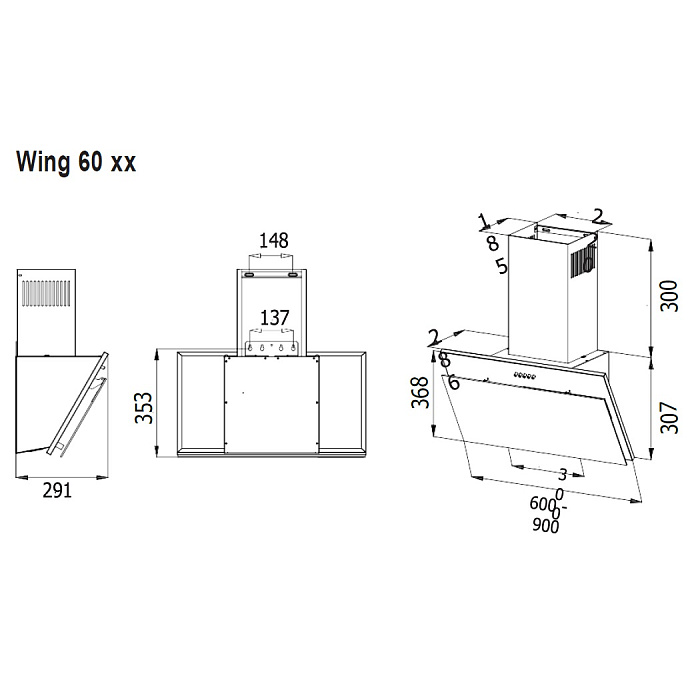 картинка Кухонная вытяжка Evelux WING 60 BG  картинка Кухонная вытяжка Evelux WING 60 BG