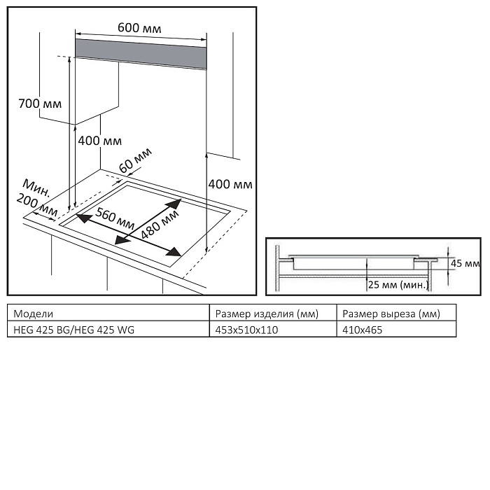 картинка Газовая варочная панель Evelux HEG 425 WG 