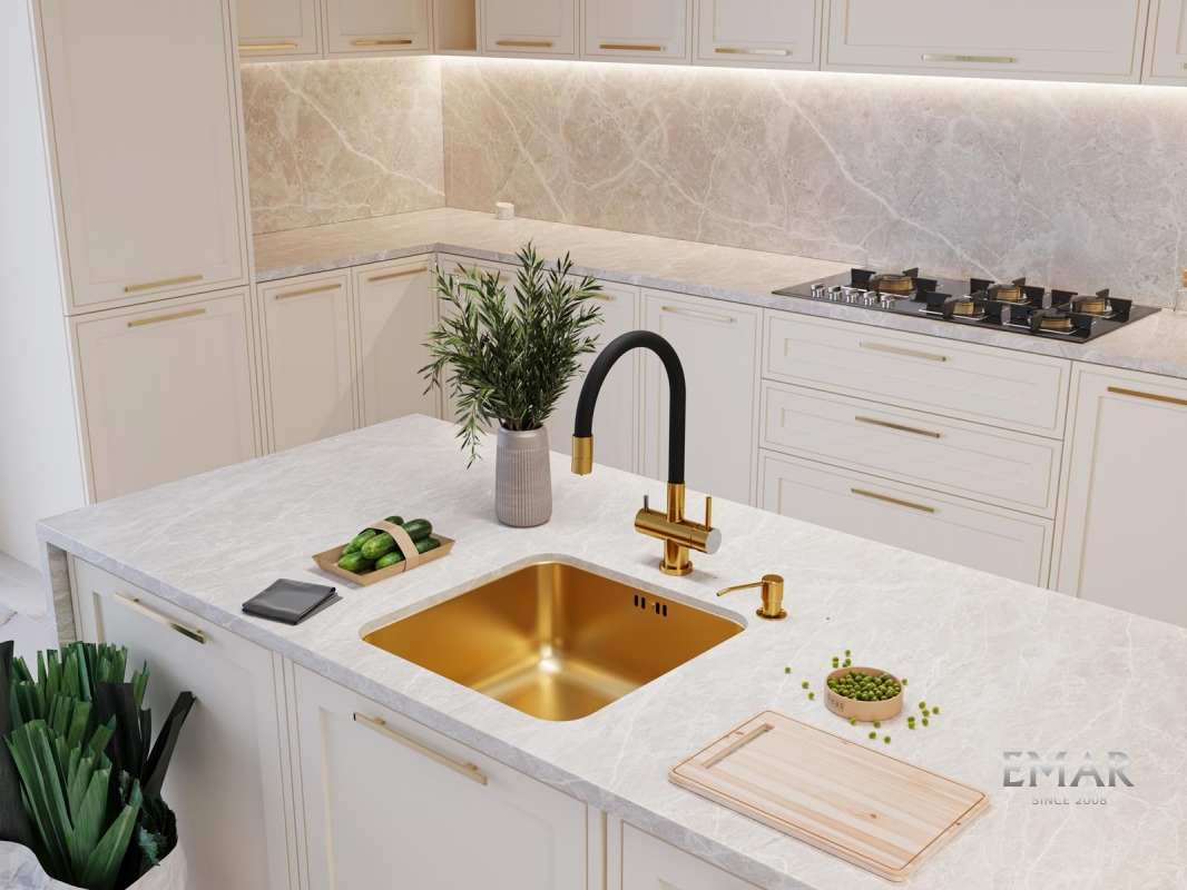 картинка Мойка для кухни Emar EMB-127А PVD Nano Golden  картинка Мойка для кухни Emar EMB-127А PVD Nano Golden
