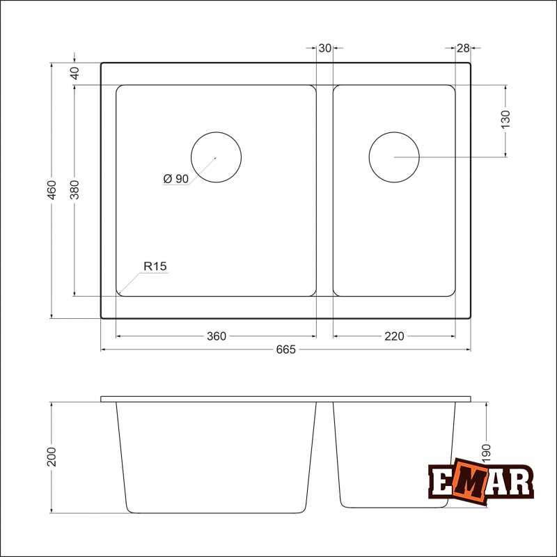 картинка Мойка для кухни Emar EMQ-2665.PL  картинка Мойка для кухни Emar EMQ-2665.PL