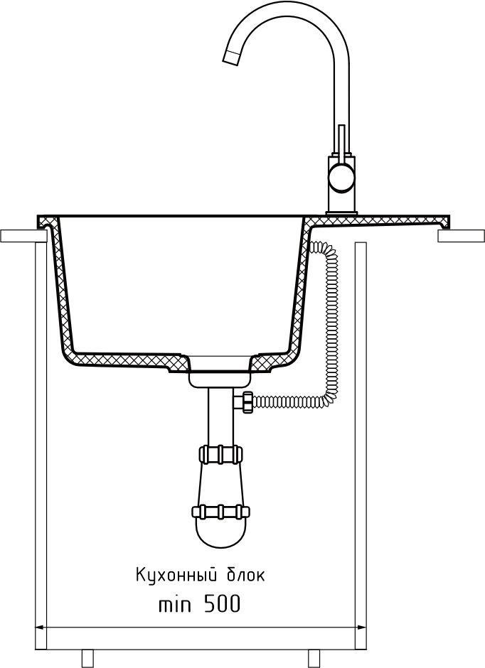 картинка Мойка для кухни Granfest GF-URBAN 258L серый 