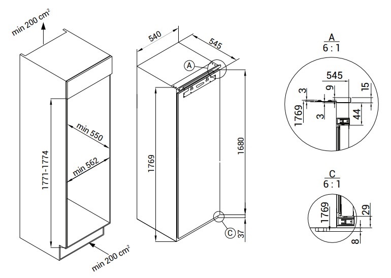 картинка Встраиваемый холодильник Hiberg RFB-30 W 