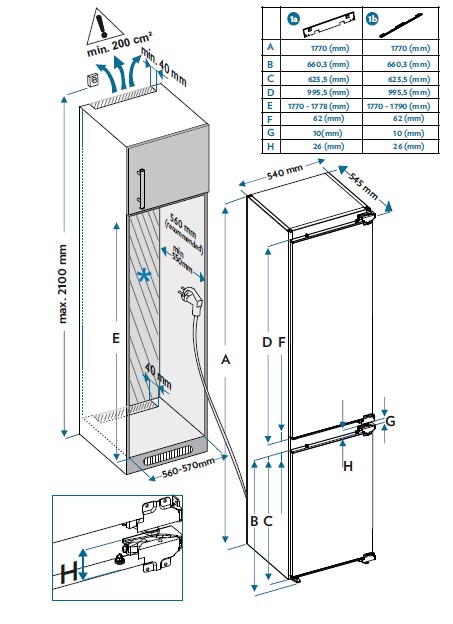 картинка Встраиваемый холодильник Jacky's JR BW177NFM 
