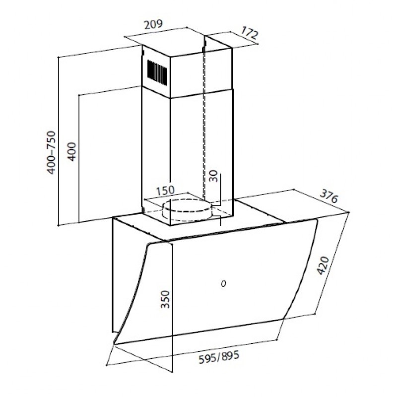картинка Кухонная вытяжка Lex PLAZA GS 900 WHITE 