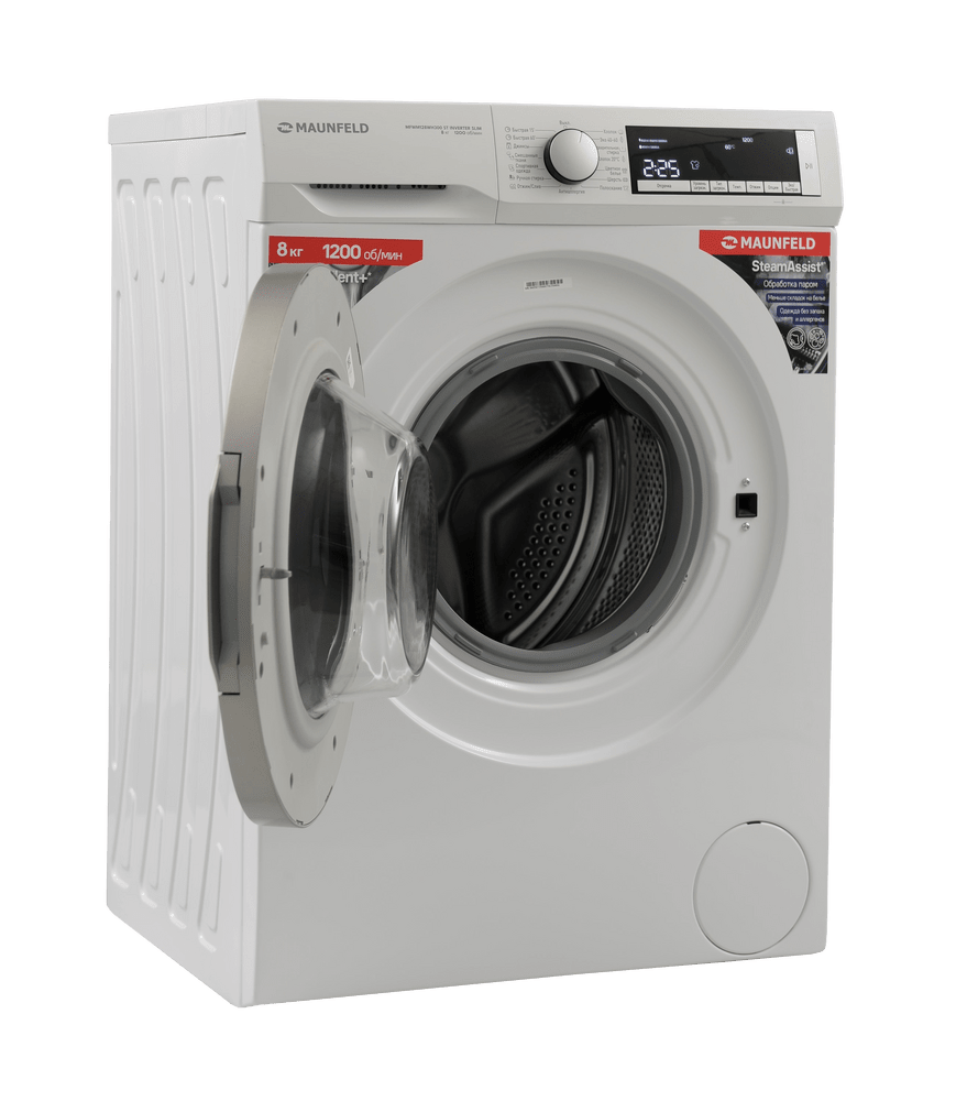 картинка Стиральная машина с паром Maunfeld MFWM128WH300 ST INVERTER SLIM 