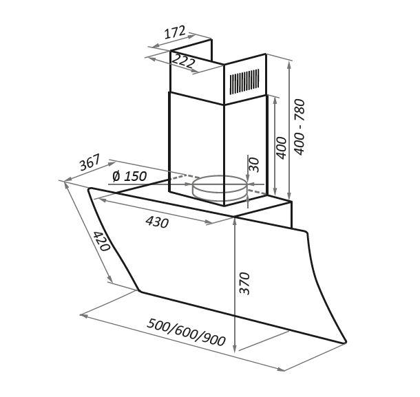 картинка Кухонная вытяжка Maunfeld SKY STAR CHEF 60 GLASS BLACK 