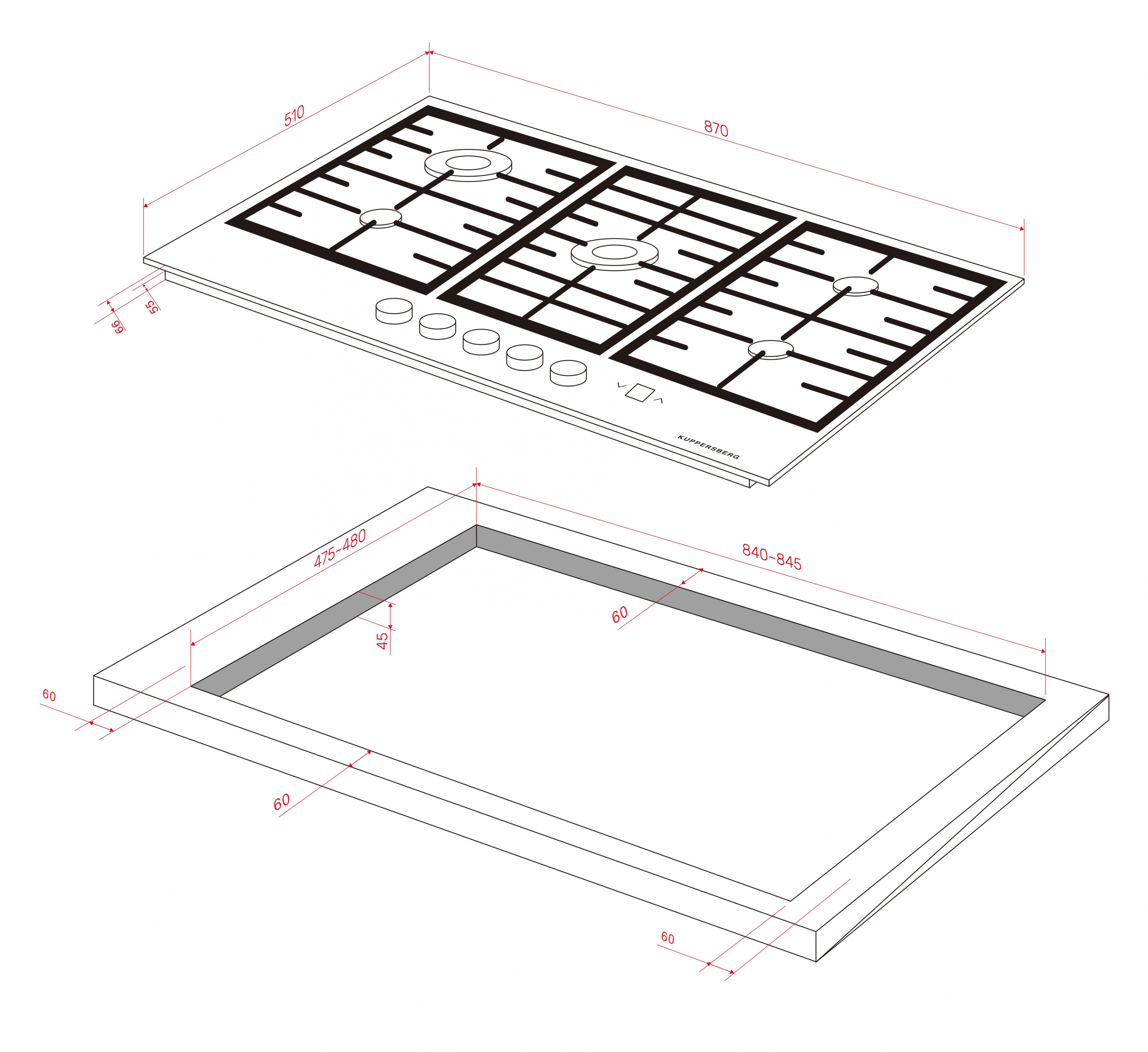 картинка Газовая варочная панель Kuppersberg FG 98 B 
