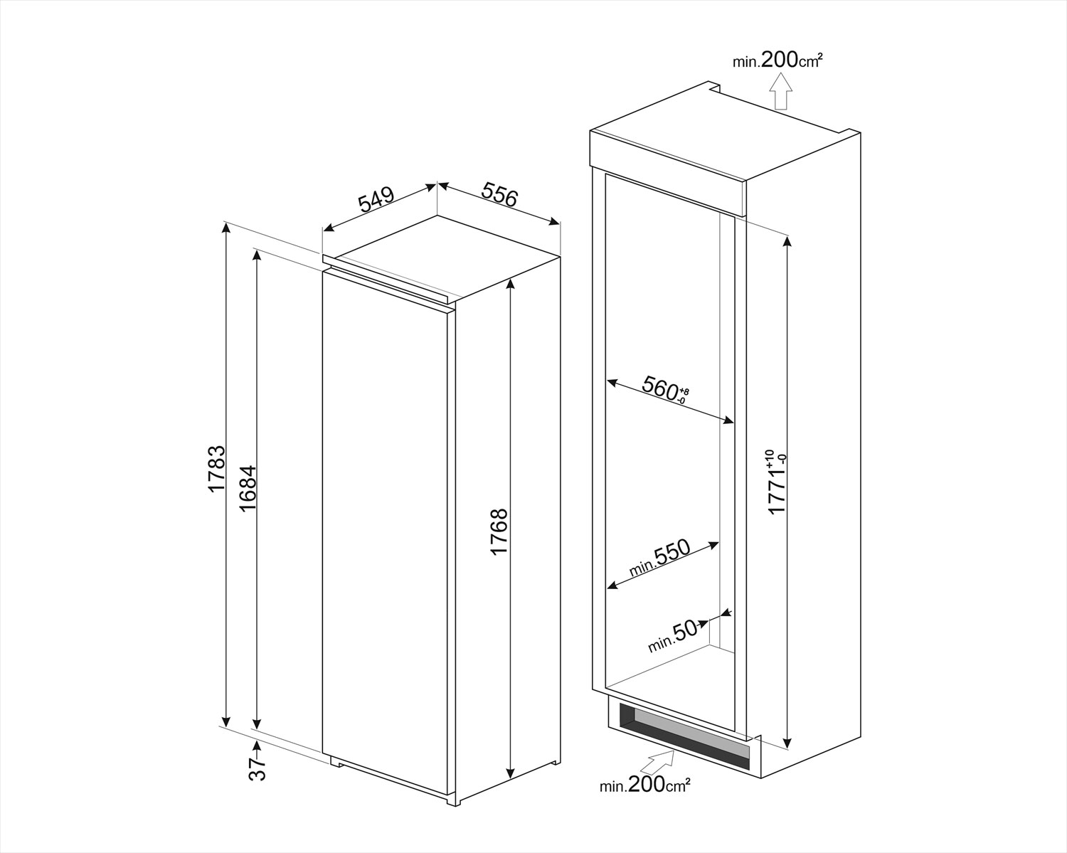 картинка Встраиваемый холодильник Smeg S8L174D3E  картинка Встраиваемый холодильник Smeg S8L174D3E
