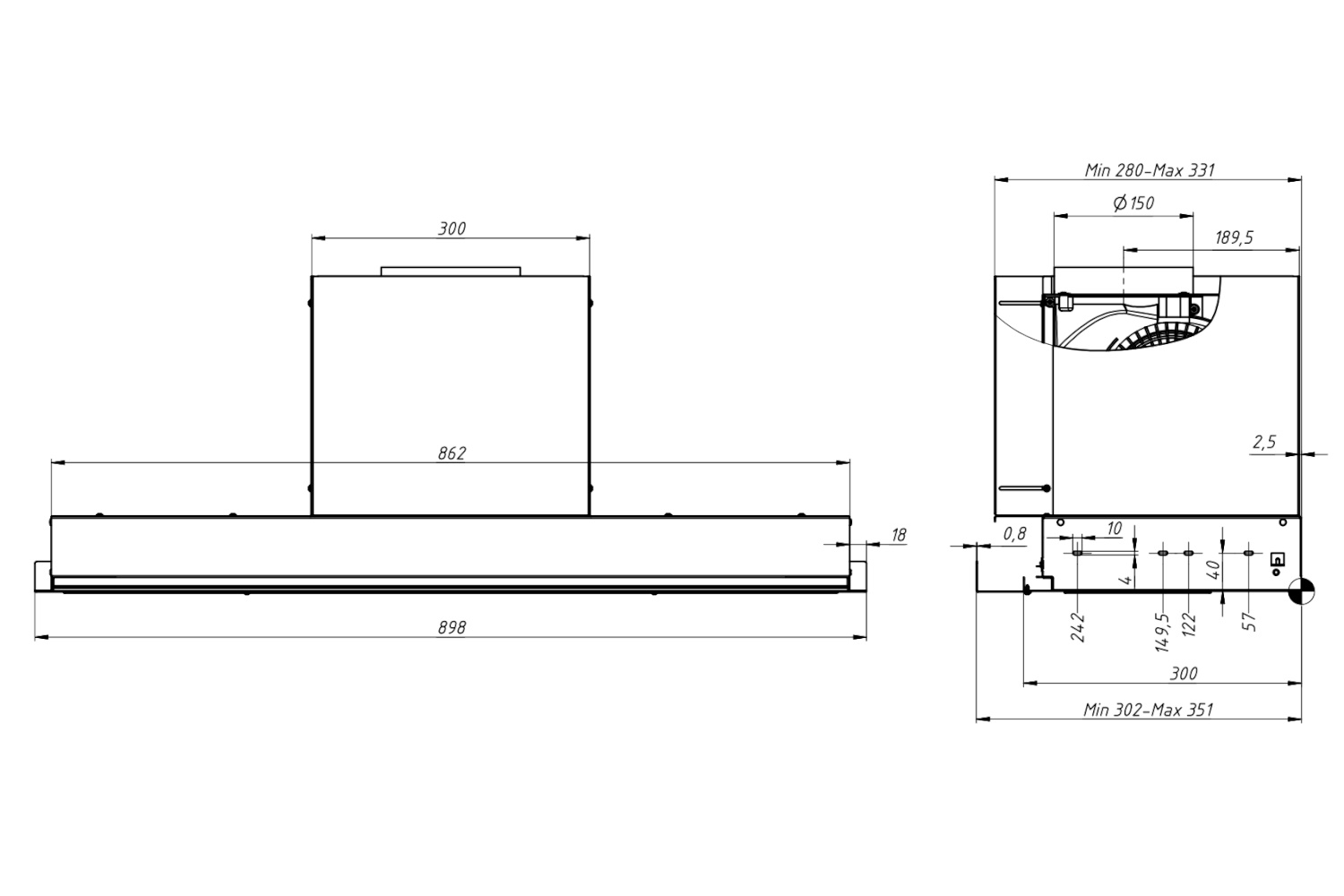картинка Кухонная вытяжка полновстраиваемая Franke EVO 60 BK 
