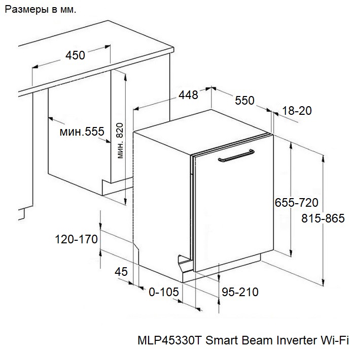 картинка Посудомоечная машина Maunfeld MLP45330T Smart Beam Inverter Wi-Fi  картинка Посудомоечная машина Maunfeld MLP45330T Smart Beam Inverter Wi-Fi