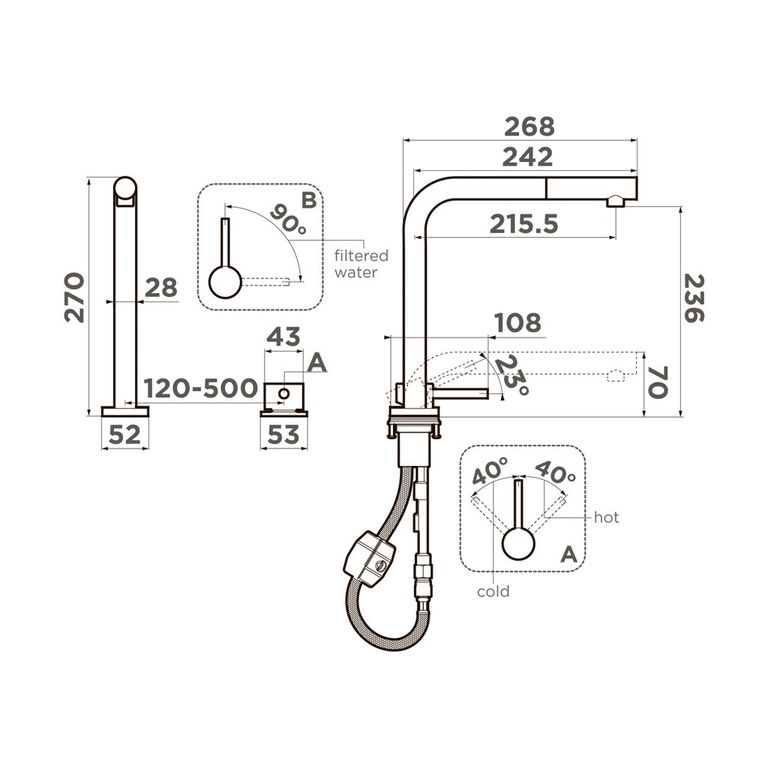 картинка Смеситель Omoikiri Nara 2 Plus-S-GB 