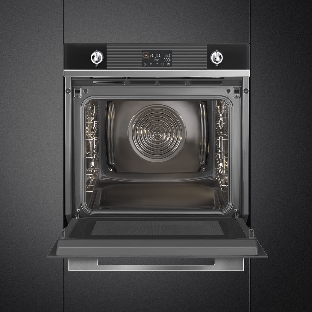 картинка Электрический духовой шкаф с СВЧ Smeg SO6102M2N  картинка Электрический духовой шкаф с СВЧ Smeg SO6102M2N